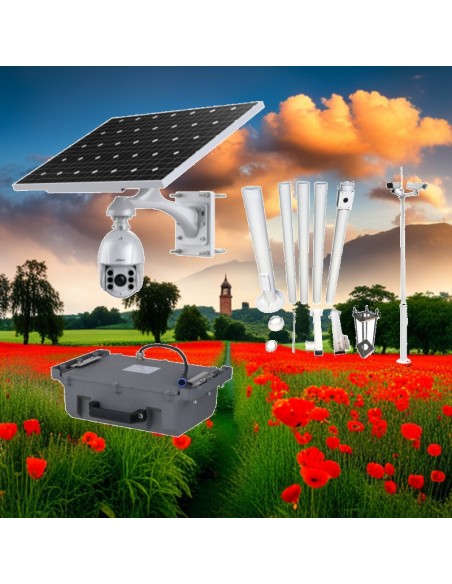 Sistema Solar de Vigilancia Integrada + Cámara PTZ IP 4G con